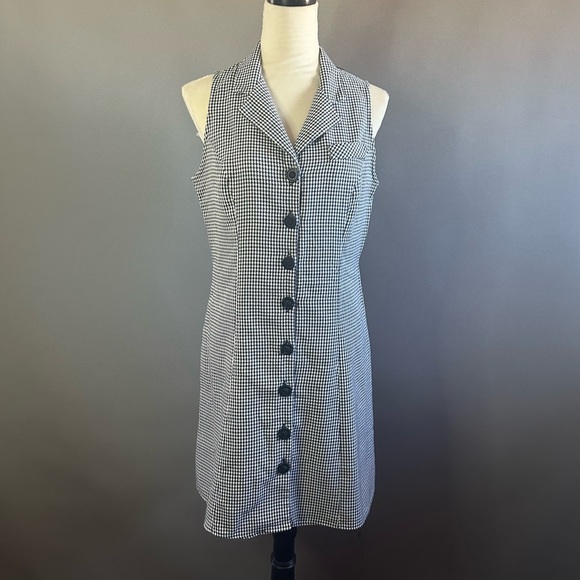 Dresses & Skirts - Vintage All That Jazz Dress Houndstooth Sleeveless Button Down Sz M